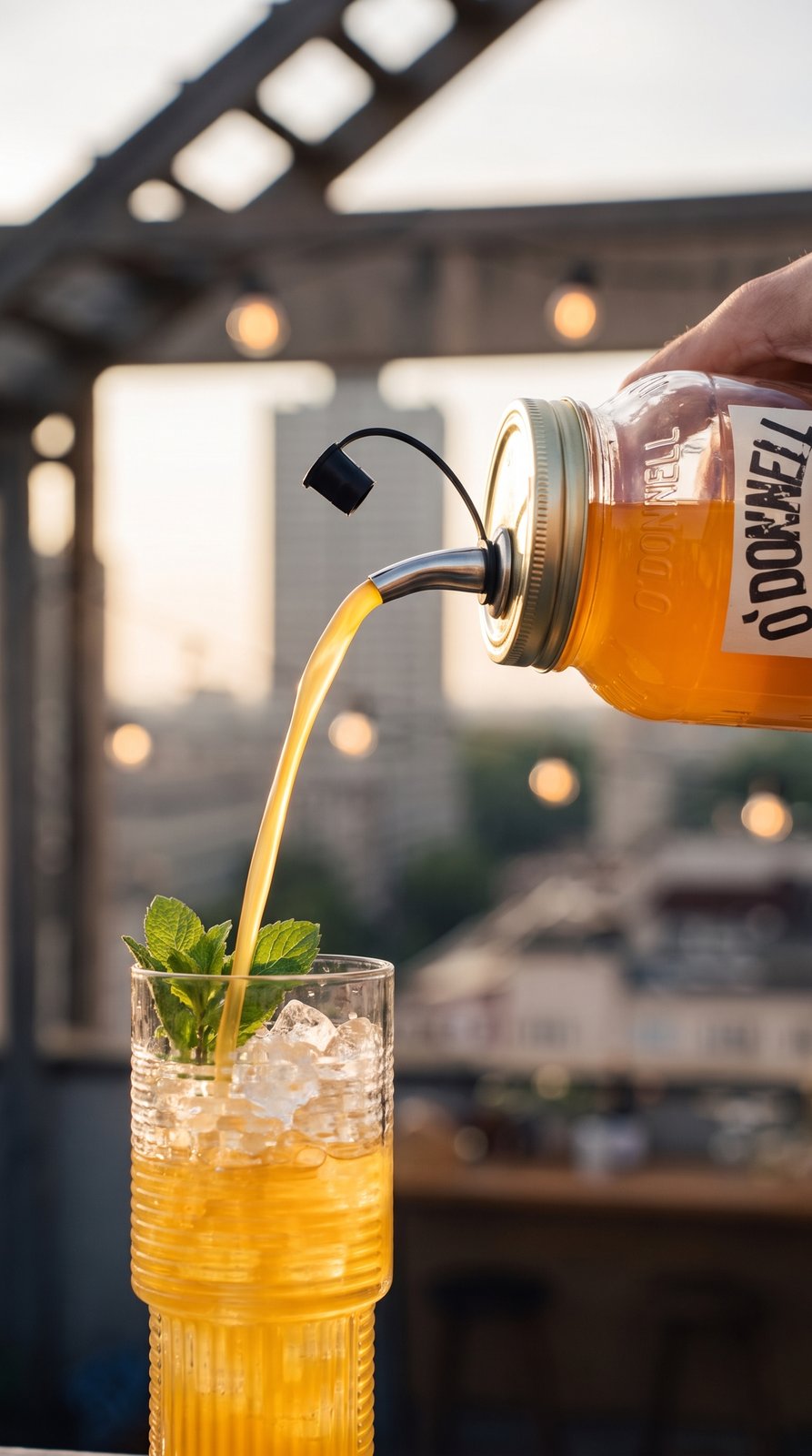 Pouring an O'Donnell Moonshine cocktail